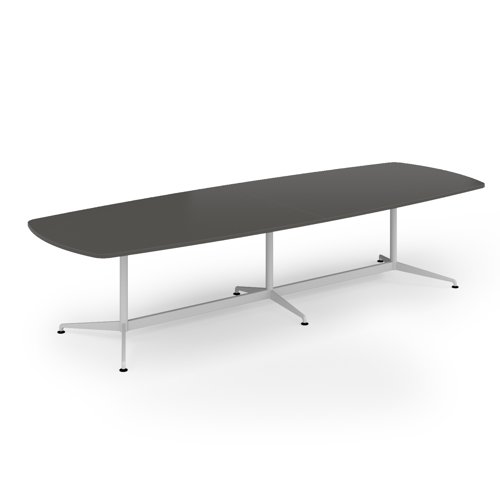 Loft barrel table 3400w x 1200d white frame and onyx grey top