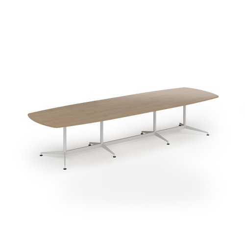 Loft barrel table 3800w x 1200d white frame and kendal oak top