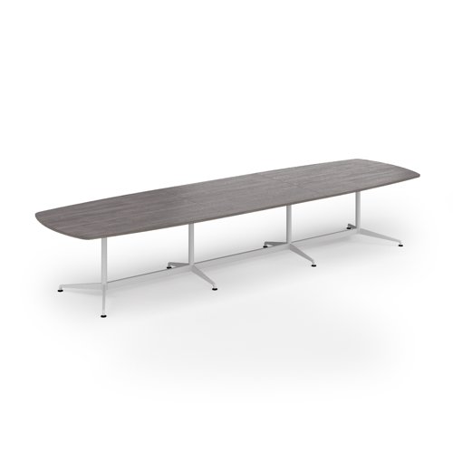 Loft barrel table 4200w x 1200d white frame and grey oak top