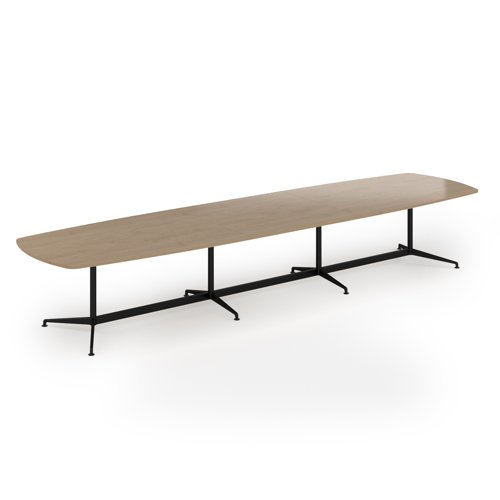 Loft barrel table 4600w x 1200d black frame and kendal oak top