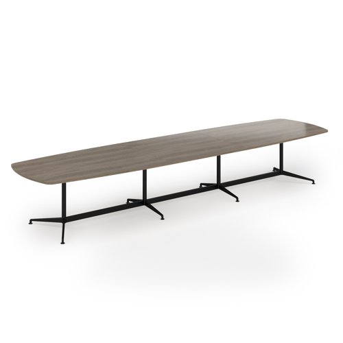 Loft barrel table 4600w x 1200d black frame and nebraska oak top