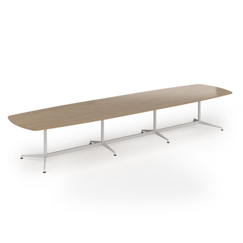 Loft barrel table 4600w x 1200d white frame and kendal oak top