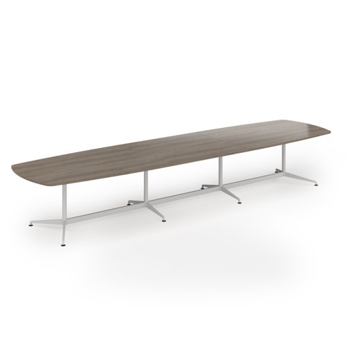 Loft barrel table 4600w x 1200d white frame and nebraska oak top