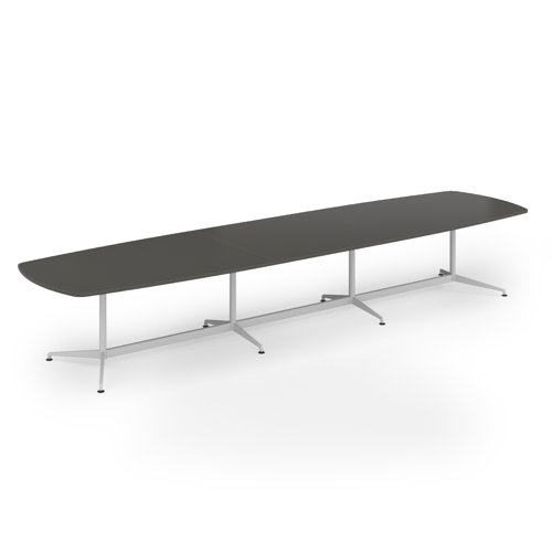Loft barrel table 4600w x 1200d white frame and onyx grey top