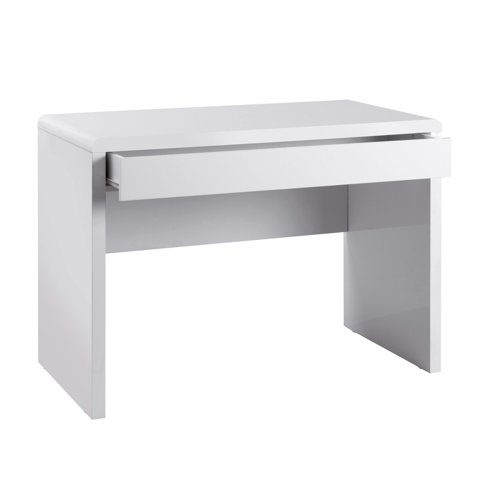Luxor home office workstation with integrated full length drawer - white gloss