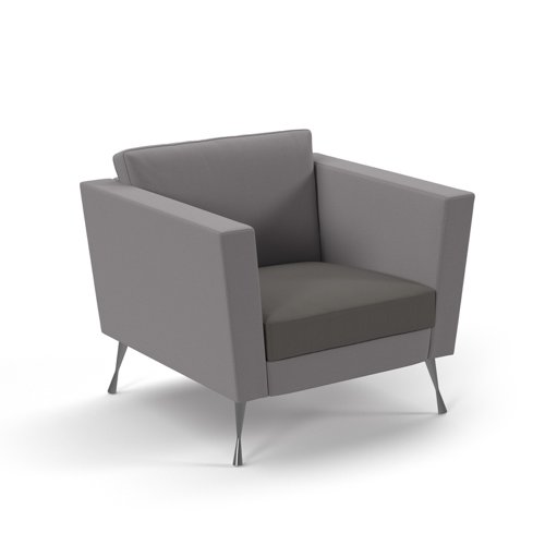Lyric reception chair single seater with metal legs 900mm wide - present grey seat and arms with forecast grey back
