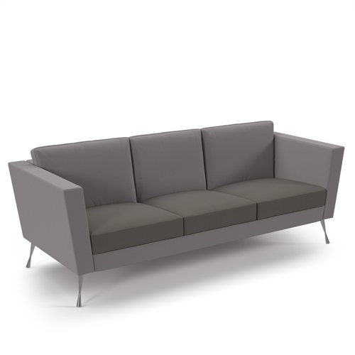Lyric reception chair three seater with metal legs 2010mm wide - present grey seat and arms with forecast grey back
