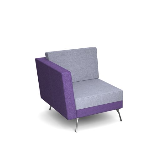 Lyric modular soft seating chair with right arm and metal legs