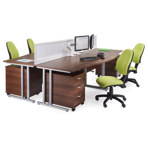 MC16SGO | A staple for the modern office, the Maestro 25 desking range, with its minimal, modern styling and multiple colour options is there when you need it, but doesn’t demand constant attention. The welded double upright cantilever leg frame structure is powder coated for a stylish under frame and when combined with a 25mm melamine desktop ensures the strength and stability needed in commercial office furniture.