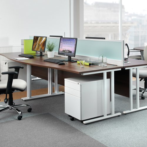 Maestro 25 straight desk 1000mm x 600mm - white cantilever leg frame and beech top