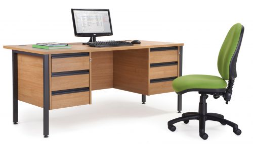 Maestro 25 GL left hand ergonomic desk 1600mm - graphite cantilever frame, beech top