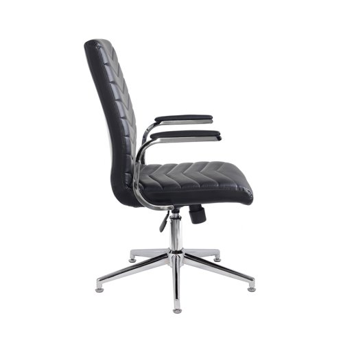 Martinez provides beautiful contemporary styling making it a trendy option for managerial and boardroom seating. Features include a diagonally patterned, curved back available in a black leather or a grey fabric and panel stitching which highlights the design, finished with chrome padded arms for a stunning looking executive chair.