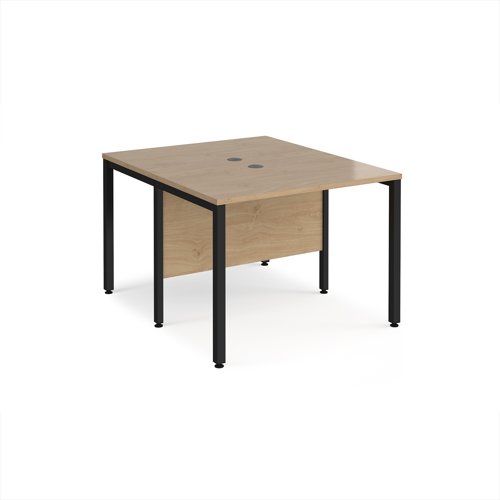 Maestro 25 back to back straight desks 1000mm x 1200mm - black bench leg frame, Kendal Oak top