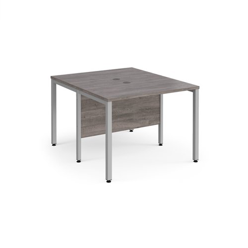 Maestro 25 back to back straight desks 1000mm x 1200mm - silver bench leg frame, grey oak top