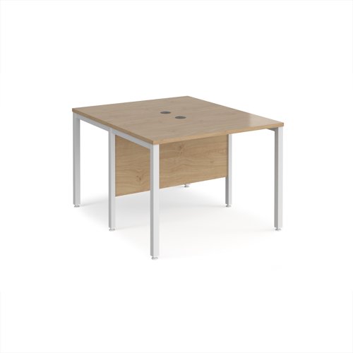Maestro 25 back to back straight desks 1000mm x 1200mm - white bench leg frame, Kendal Oak top