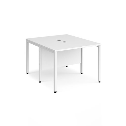 Maestro 25 back to back straight desks 1000mm x 1200mm - white bench leg frame, white top Bench Desking MB1012BWHWH