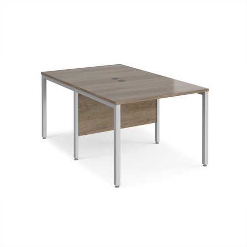 Maestro 25 back to back straight desks 1000mm x 1600mm - silver bench leg frame, Nebraska Oak top