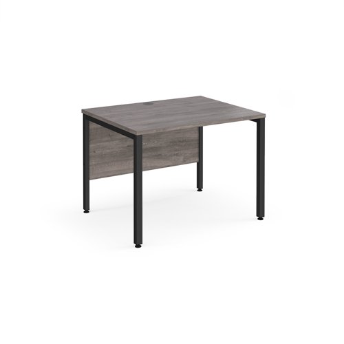 Maestro 25 straight desk 1000mm x 800mm - black bench leg frame, grey oak top