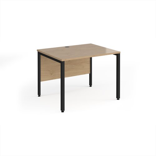 Maestro 25 straight desk 1000mm x 800mm - black bench leg frame, Kendal Oak top
