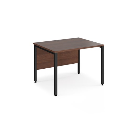 Maestro 25 straight desk 1000mm x 800mm - black bench leg frame, walnut top