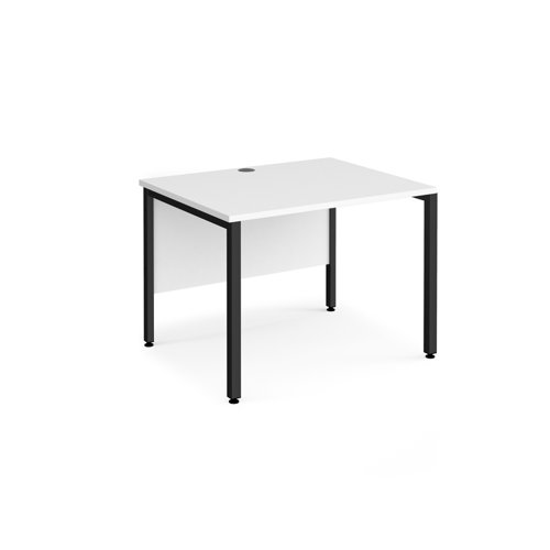Maestro 25 straight desk 1000mm x 800mm - black bench leg frame, white top