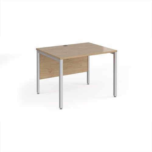 Maestro 25 straight desk 1000mm x 800mm - silver bench leg frame, Kendal Oak top