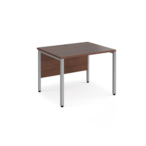 Maestro 25 straight desk 1000mm x 800mm - silver bench leg frame, walnut top
