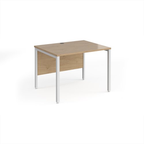 Maestro 25 straight desk 1000mm x 800mm - white bench leg frame, Kendal Oak top