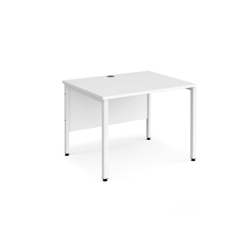 Maestro 25 straight desk 1000mm x 800mm - white bench leg frame, white top