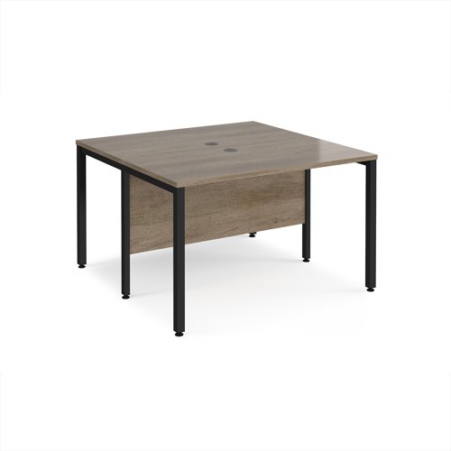 Maestro 25 back to back straight desks 1200mm x 1200mm - black bench leg frame, Nebraska Oak top