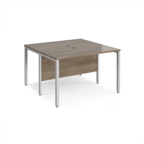 Maestro 25 back to back straight desks 1200mm x 1200mm - silver bench leg frame, Nebraska Oak top