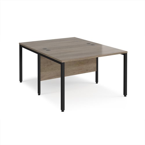 Maestro 25 back to back straight desks 1200mm x 1600mm - black bench leg frame, Nebraska Oak top