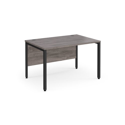 Maestro 25 straight desk 1200mm x 800mm - black bench leg frame, grey oak top