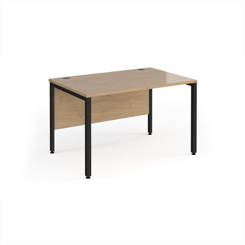Maestro 25 straight desk 1200mm x 800mm - black bench leg frame, Kendal Oak top