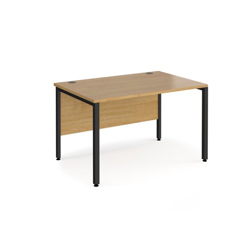 Maestro 25 straight desk 1200mm x 800mm - black bench leg frame, oak top