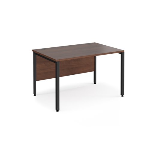 Maestro 25 straight desk 1200mm x 800mm - black bench leg frame, walnut top