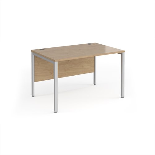 Maestro 25 straight desk 1200mm x 800mm - silver bench leg frame, Kendal Oak top