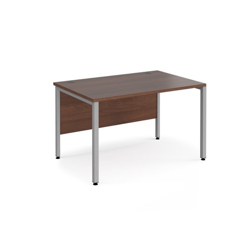 Maestro 25 straight desk 1200mm x 800mm - silver bench leg frame, walnut top