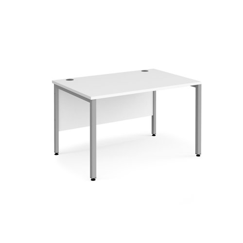 Maestro 25 straight desk 1200mm x 800mm - silver bench leg frame, white top