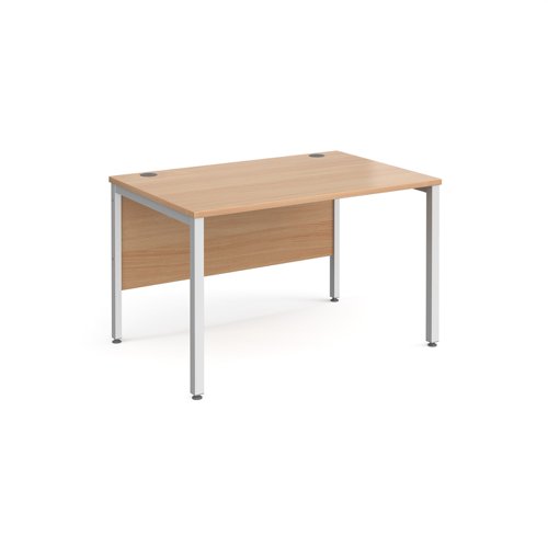 Maestro 25 straight desk 1200mm x 800mm - white bench leg frame, beech top