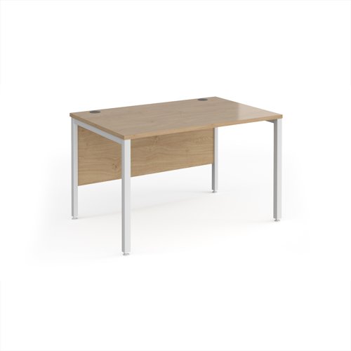 Maestro 25 straight desk 1200mm x 800mm - white bench leg frame, Kendal Oak top