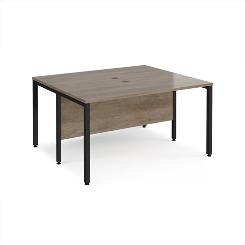Maestro 25 back to back straight desks 1400mm x 1200mm - black bench leg frame, Nebraska Oak top