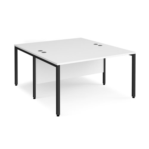 Maestro 25 back to back straight desks 1400mm x 1600mm - black bench leg frame, white top