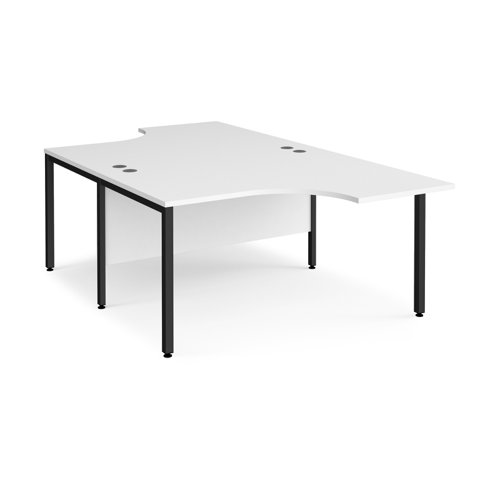 Maestro 25 back to back ergonomic desks 1400mm deep - black bench leg frame, white top