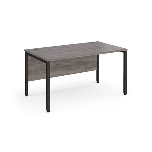 Maestro 25 straight desk 1400mm x 800mm - black bench leg frame, grey oak top
