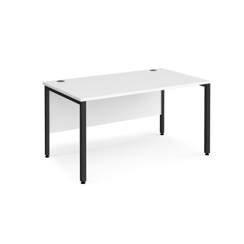 Maestro 25 straight desk 1400mm x 800mm - black bench leg frame, white top
