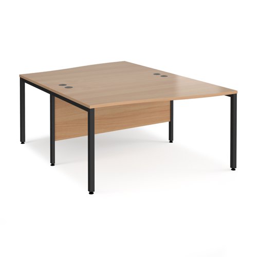 Office Desk 2 Person Wave Desk 1400mm Beech Tops With Black Frames Maestro 25