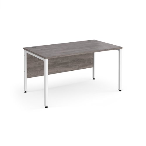 Maestro 25 straight desk 1400mm x 800mm - white bench leg frame, grey oak top