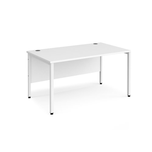 Maestro 25 straight desk 1400mm x 800mm - white bench leg frame, white top