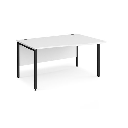 Maestro 25 right hand wave desk 1400mm wide - black bench leg frame, white top